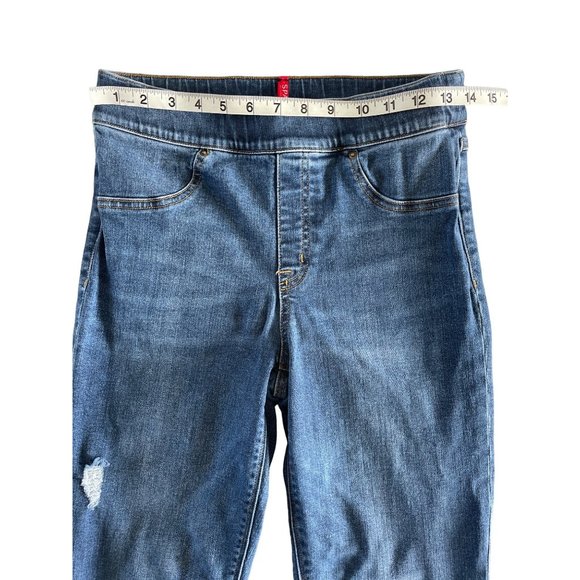 Spanx Distressed Ankle Skinny Jeans Medium Wash Pull On Size M 20203R $98 - Picture 6 of 12